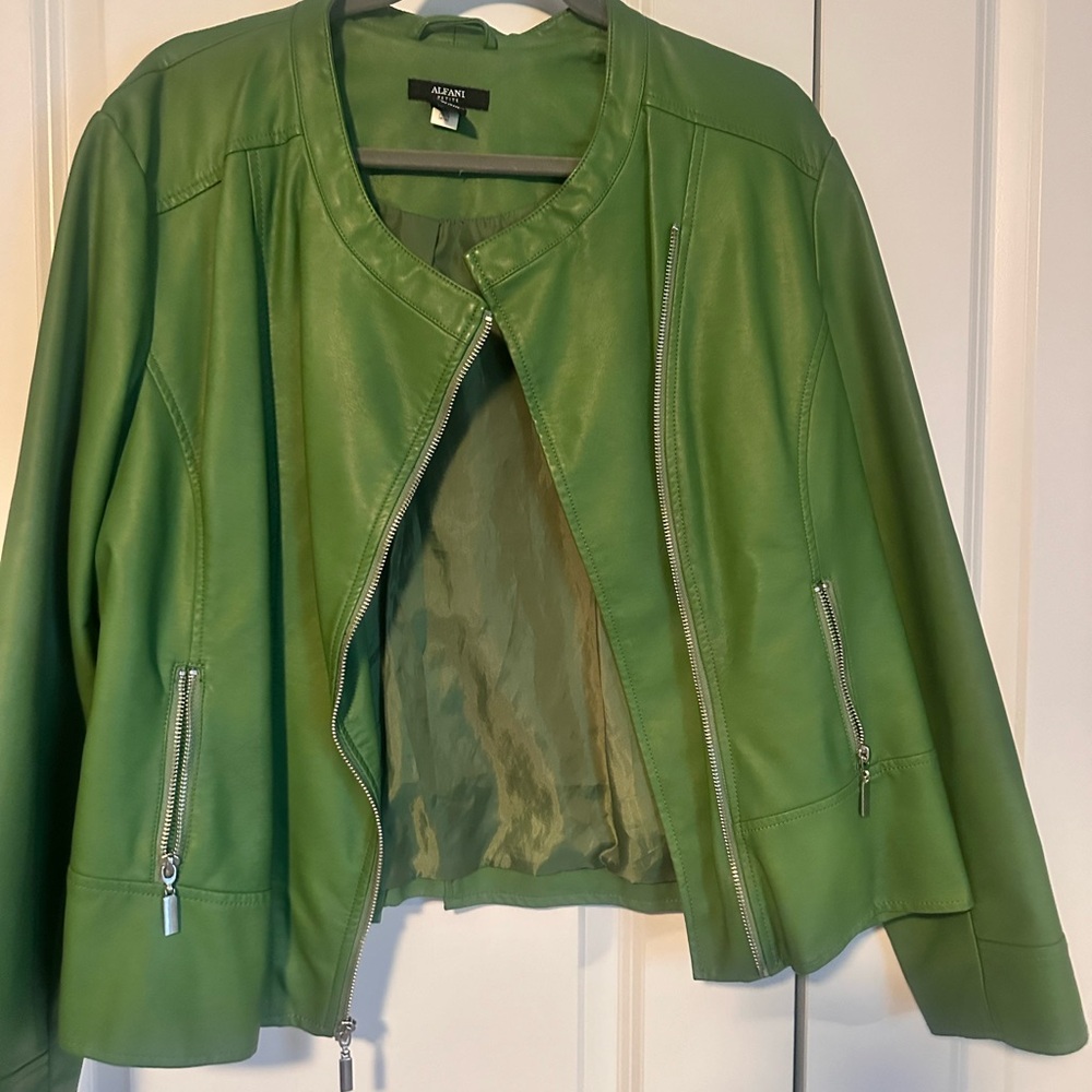Women’s leather green jacket